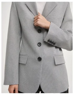 Witchery Houndstooth Blazer in Grey Houndstooth