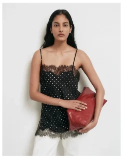 Witchery Lace Border Camisole in Black Polka Dot