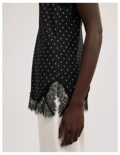 Witchery Lace Border Camisole in Black Polka Dot