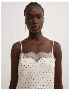 Witchery Lace Border Camisole in Vanilla Polka Dot