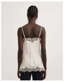 Witchery Lace Border Camisole in Vanilla Polka Dot