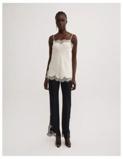 Witchery Lace Border Camisole in Vanilla Polka Dot