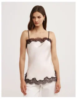 Witchery Lace Border Camisole in Vanilla