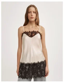 Witchery Lace High Hem Camisole in Vanilla
