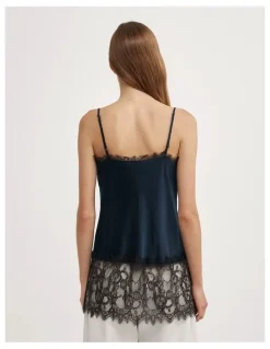 Witchery Lace High Hem Camisole in Navy