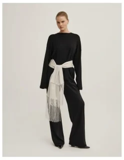 Witchery Lee Fringe Scarf in Chalk