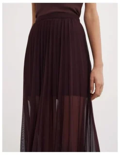 Witchery Pleated Mesh Skirt in Aubergine