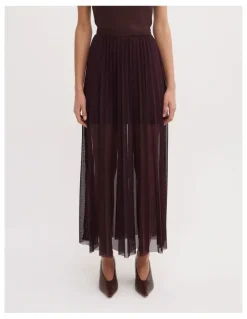 Witchery Pleated Mesh Skirt in Aubergine