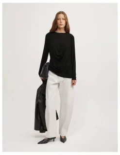 Witchery Relaxed Draped Top in Black