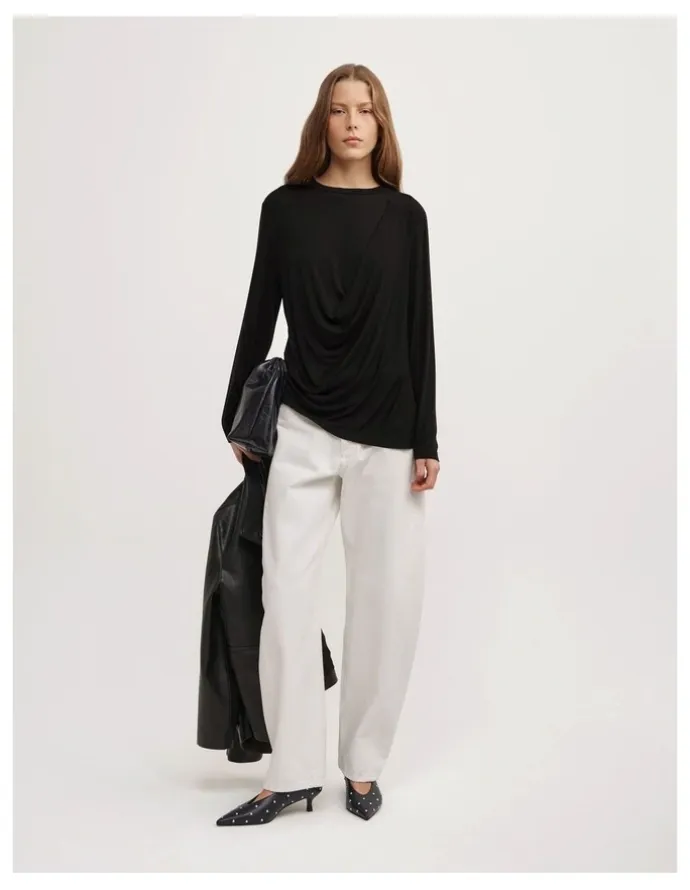 Witchery Relaxed Draped Top in Black