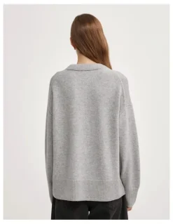 Witchery Relaxed Scoop Knit in Light Grey Marle