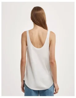 Witchery Satin Tank Top in Chalk