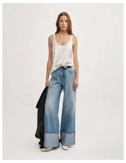 Witchery Satin Tank Top in Chalk