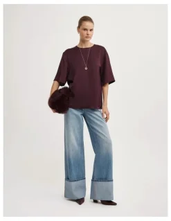 Witchery Satin T-shirt in Plum