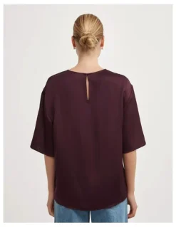 Witchery Satin T-shirt in Plum
