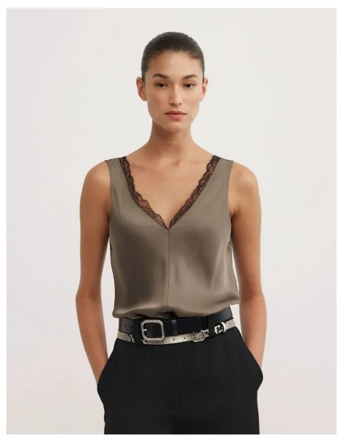 Witchery Trim Detail Camisole in Deep Sage