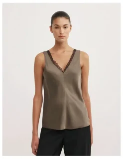 Witchery Trim Detail Camisole in Deep Sage