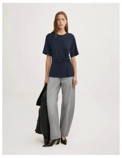 Witchery Twist Detail T-shirt in Navy