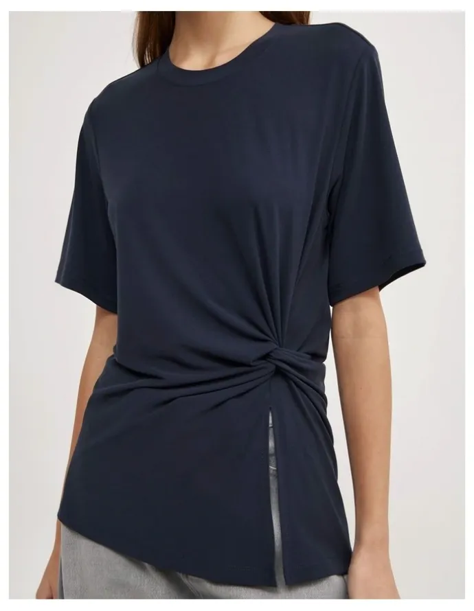Witchery Twist Detail T-shirt in Navy