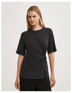 Witchery Twist Detail T-shirt in Black