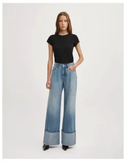 Witchery Cuff Detail Jeans in Vintage Sky Wash