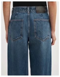 Witchery Mid Rise Wide Leg Jean in Tinted Wash Denim