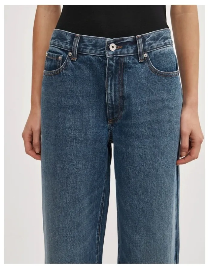 Witchery Mid Rise Wide Leg Jean in Tinted Wash Denim