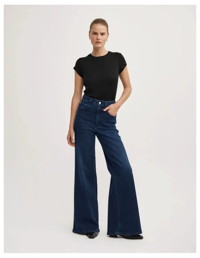 Witchery Palazzo Denim Jeans in Dark Ink
