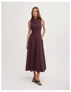 Witchery Panelled Midi Dress in Plum