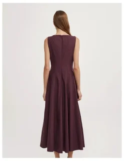 Witchery Panelled Midi Dress in Plum