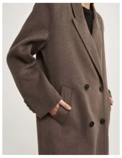 Witchery Shoulder Pad Coat in Chocolate Marle