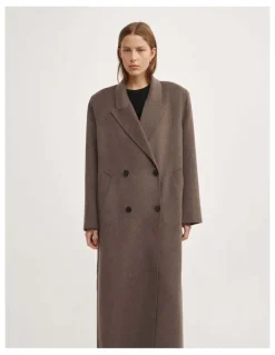 Witchery Shoulder Pad Coat in Chocolate Marle