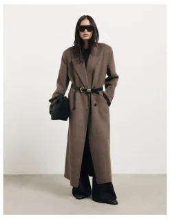 Witchery Shoulder Pad Coat in Chocolate Marle