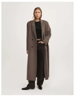 Witchery Shoulder Pad Coat in Chocolate Marle
