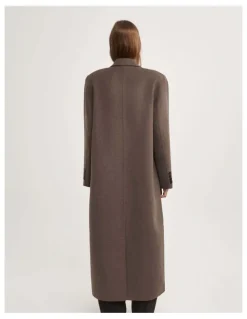 Witchery Shoulder Pad Coat in Chocolate Marle