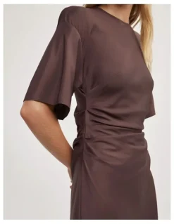 Witchery Tuck Waist Dress in Espresso