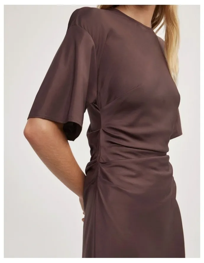 Witchery Tuck Waist Dress in Espresso