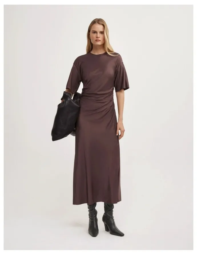 Witchery Tuck Waist Dress in Espresso