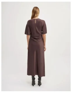 Witchery Tuck Waist Dress in Espresso