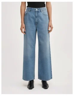 Witchery Wide Leg Crop Jeans in Vintage Sky Wash