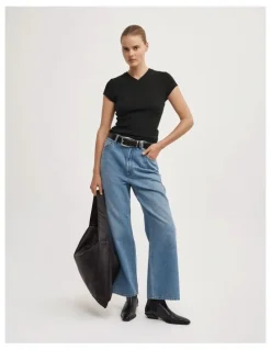 Witchery Wide Leg Crop Jeans in Vintage Sky Wash