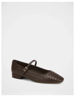 Wittner Annie Woven Leather Flat in Chocolate