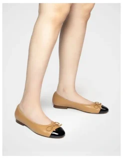 Wittner Avah Leather Flat Ballet in Dark Sand