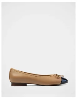 Wittner Avah Leather Flat Ballet in Dark Sand