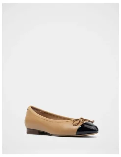 Wittner Avah Leather Flat Ballet in Dark Sand
