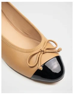 Wittner Avah Leather Flat Ballet in Dark Sand