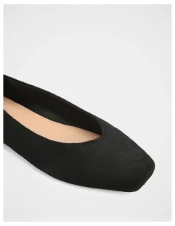 Wittner Belinda Hair-on Leather Ballet Flat in Black