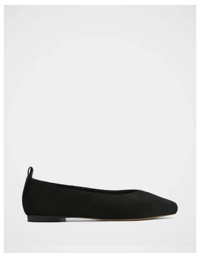 Wittner Belinda Hair-on Leather Ballet Flat in Black