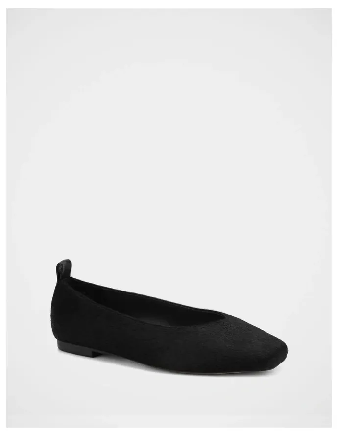 Wittner Belinda Hair-on Leather Ballet Flat in Black