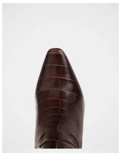 Wittner Louella Croc Embossed Leather Knee High Boot in Raisin